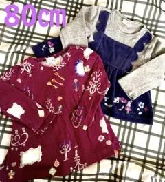 長袖カットソー2点セット（紫・グレー）