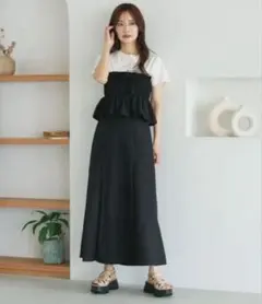 mysty woman レースアップコルセットsetスカート ブラック