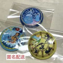 ディズニー刺繍缶バッチ2　シンデレラ　モアナ　ティンカーベル　3個セット