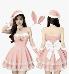 ピンク サンタコス　コスプレ衣装 6点セット