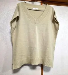 Samansa Mos2 ベージュ Vネック ニットベスト