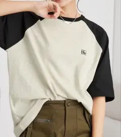 Tシャツ バイカラー 刺繍ロゴ