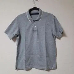 UNIQLO　ユニクロ　ドライカノコ襟ラインポロシャツ（半袖）グレー　Lサイズ