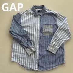 GAP The BIG Shirt ストライプ 長袖シャツ ブルー系 XXS