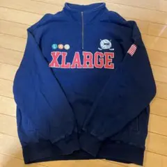 XLARGE ネイビー ハーフジップ トレーナー
