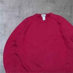 L.L.BeanコットンニットセーターLレッド エルエルビーン クールネック