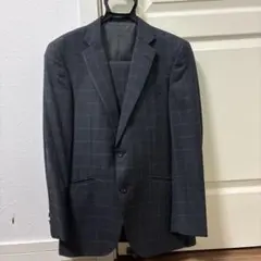メンズ ビジネススーツ チェック柄 ダークグレー