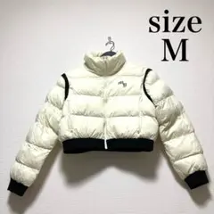 最終値下げダウン ジャケット 中綿 アイボリー クロップド ショート 海外ガール