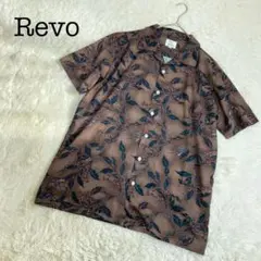 Revo. オープンカラー シャツ 半袖 リーフ ブラウン アロハのサムネイル