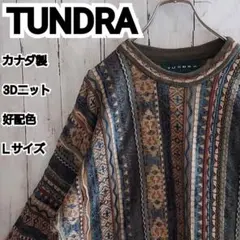 【TUNDRA】ツンドラ カナダ製 3Dニット 好配色 L