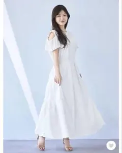 【美品】overE オフショル付きティアードワンピース White