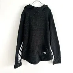 adidas ブラック フード付きパーカー ライン ロゴ L スポーツ ジャージ