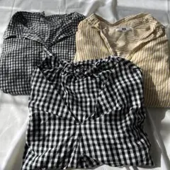 ストライプシャツ　ギンガムチェックシャツ　3枚セット