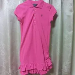 Ralph Lauren 　　ガールズ　ピンク フリルポロシャツワンピース 半袖