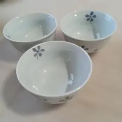 花柄陶器飯碗3個セット