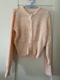 カーディガン　ジーユー　GU ツイーディーカーディガン　ピンク　ミックス　M