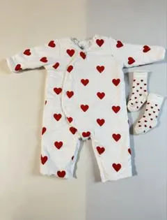 【靴下付】ハート柄ロンパース 67cm