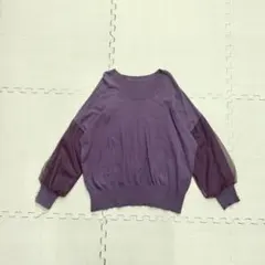 シースルーニット　袖チュール　パープル　y2k ロマンティックモード　フェミニン