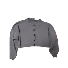【美品】グレー クロップドカーディガン冬服春服