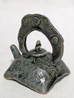 陶器　工芸　作家　武藤公夫 作　織部　注器　水滴　ピッチャー