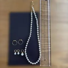 パール調 ネックレス イヤリング ペンダットトップ　セットのサムネイル