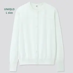 ユニクロ　UVカットスーピマコットンクルーネックカーディガン　ライトグリーン L