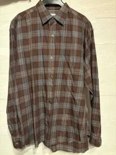 【UNITED ARROWS】 ブラウン系長袖チェックシャツ/未使用級