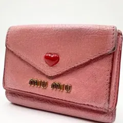 MIUMIU 三つ折り財布　ラブレター　マドラス　ハート　コンパクトウォレット