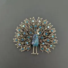 クジャク ラインストーン ブローチ (大きい) N96-10 ② 孔雀 くじゃく