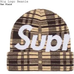 Supreme Big Logo Beanie Tan Plaid シュプリーム