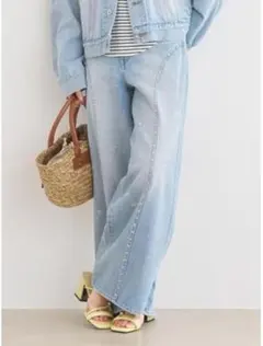 lilybrown ビジュースタッズワイドデニムパンツ