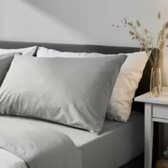 未使用 IKEA ドヴァーラ 枕カバー ライトグレー 50x60 2枚入り