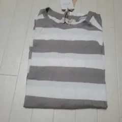 グレー/ホワイト ストライプ Tシャツ Fサイズ
