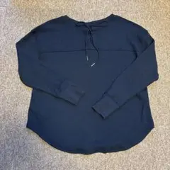 SHIPS any ワッフル レースアップ ラウンドヘム プルオーバー