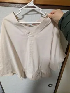 ストライプ Vネック 半袖シャツ LLサイズ