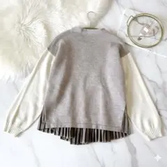 美品✨希少 ウィッテム 異素材ドッキング プルオーバー 配色ニット バックシャン