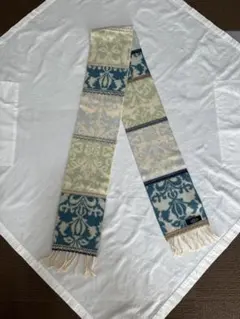 io comme io／青と緑の模様 マフラー166✖️15毛100% イタリア製