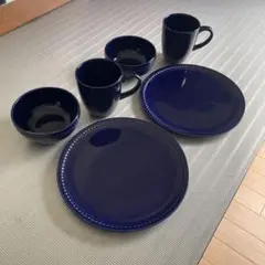 ネイビー ドットリム 食器セット プレート マグ ボウルのサムネイル