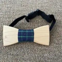 木製 ネイビーチェック 蝶ネクタイ