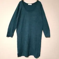 and it_【M】アンドイット ニットワンピース ブルーグリーン ロング丈