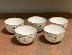 陶器製 湯飲み 5個セット 花柄