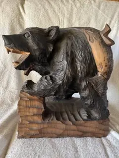 ジェフ・フレミング ビッグスカイ 手彫り木製クマ像彫刻 アンティーク