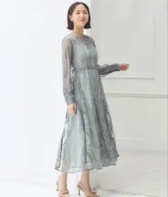 DRESS PLUSパーティードレス ワンピース 総レース 3way（カーキ）