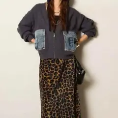 【新品！】デニムポケットジップニットカーディガン　チャコール esica同型