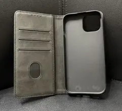 iPhone15 手帳型ケース ブラック カード収納付き