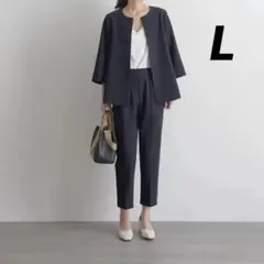 Lサイズ　ネイビー ノーカラー セットアップ