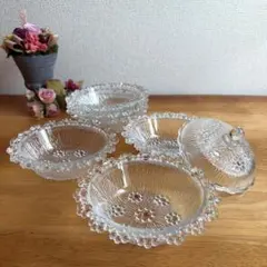 【未使用品】 ✿ アデリア ✿ ピコット　蓋付きデザートガラスボウルセット6枚のサムネイル