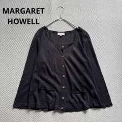 マーガレットハウエル　リネン　カーディガン　黒　七分袖