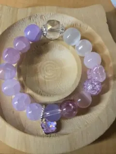 【ぽよちゃん専用】パープル系 天然石 ビーズブレスレット