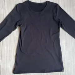 UNIQLO HEATTEC長袖カットソー ブラック クルーネックS